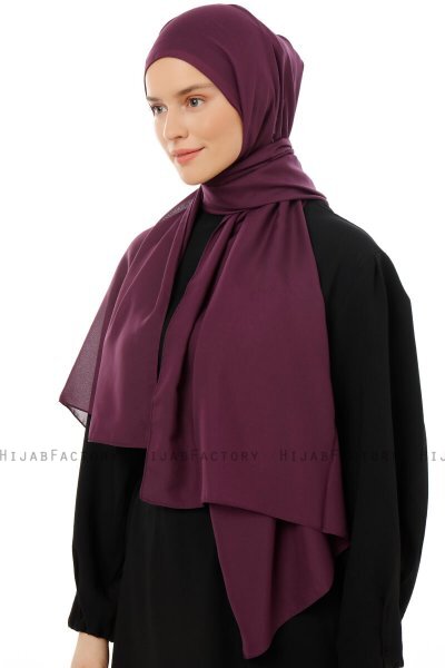 Esra - Mörklila Chiffon Hijab