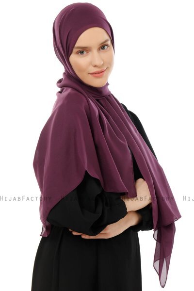 Esra - Mörklila Chiffon Hijab