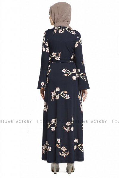 Naima - Marinblå & Laxrosa Klänning