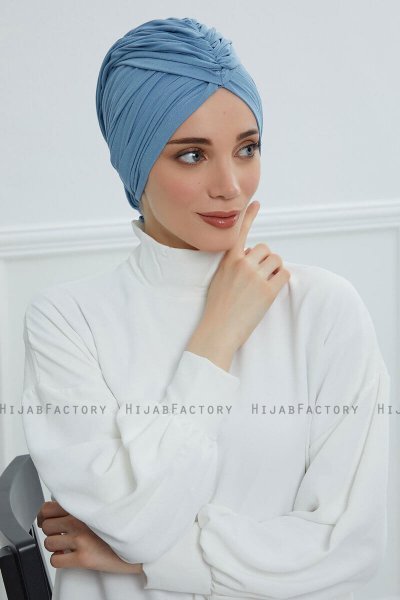 Amy - Sky Blue Bomull Turban