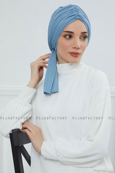 Amy - Sky Blue Bomull Turban