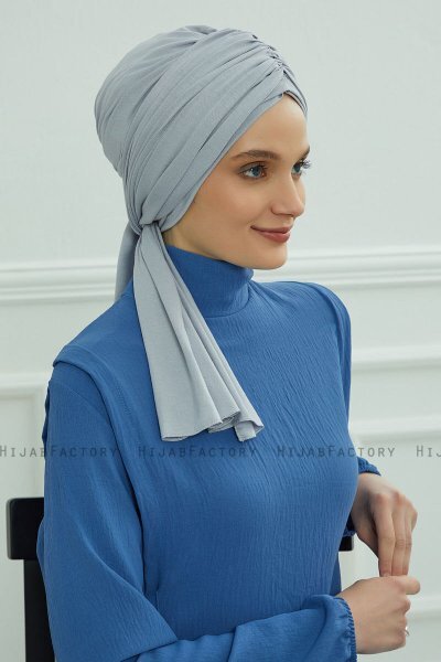 Amy - Ljusgrå Bomull Turban