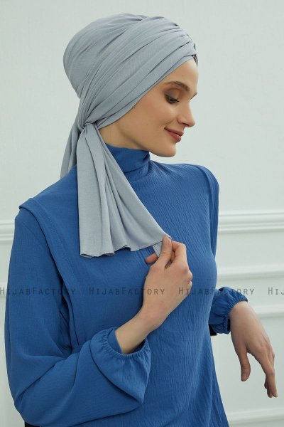 Amy - Ljusgrå Bomull Turban