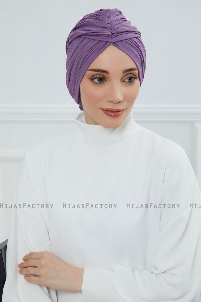 Amy - Violet Bomull Turban