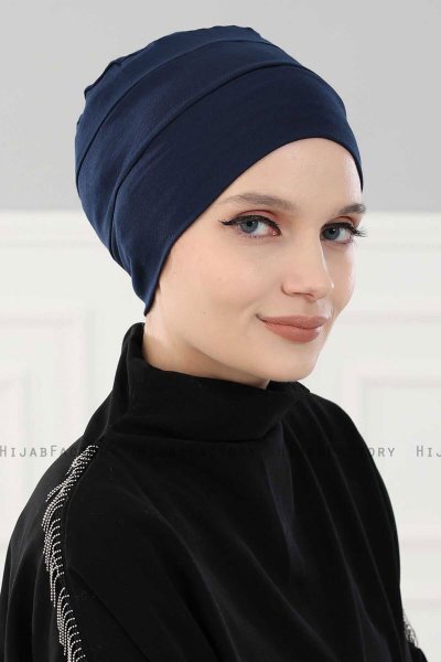 Stella - Marinblå Bomull Turban