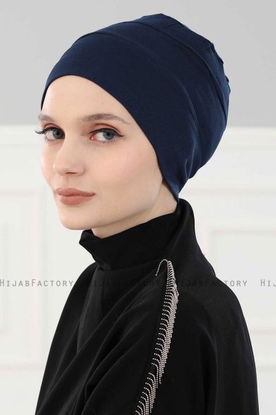 Stella - Marinblå Bomull Turban