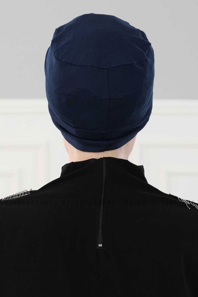 Stella - Marinblå Bomull Turban
