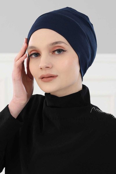 Stella - Marinblå Bomull Turban