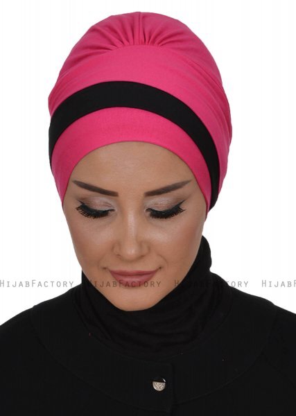 Elsa - Fuchsia & Svart Bomull Turban