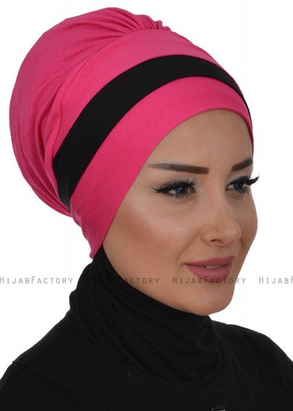 Elsa - Fuchsia & Svart Bomull Turban