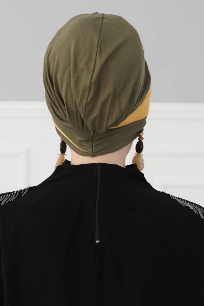 Elsa - Khaki & Senapsgul Bomull Turban