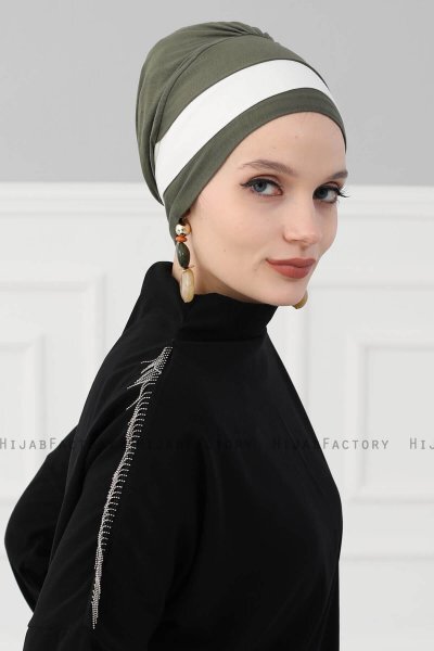 Elsa - Khaki & Creme Bomull Turban