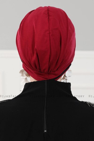 Elsa - Bordeaux & Svart Bomull Turban