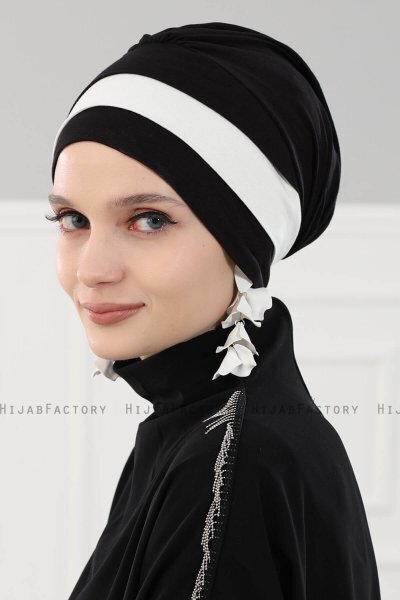 Elsa - Svart & Creme Bomull Turban