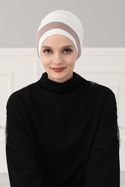 Elsa - Creme & Taupe Bomull Turban