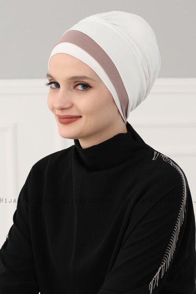 Elsa - Creme & Taupe Bomull Turban
