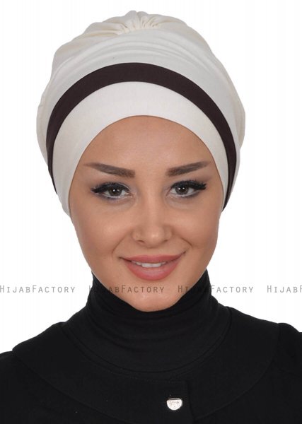 Elsa - Creme & Brun Bomull Turban