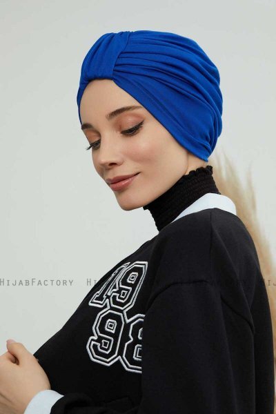 Laura - Blå Bomull Turban