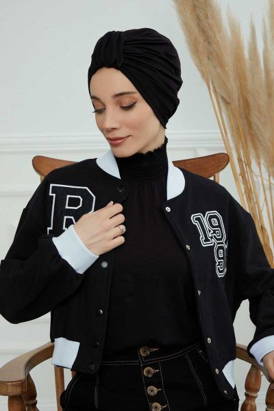 Laura - Svart Bomull Turban