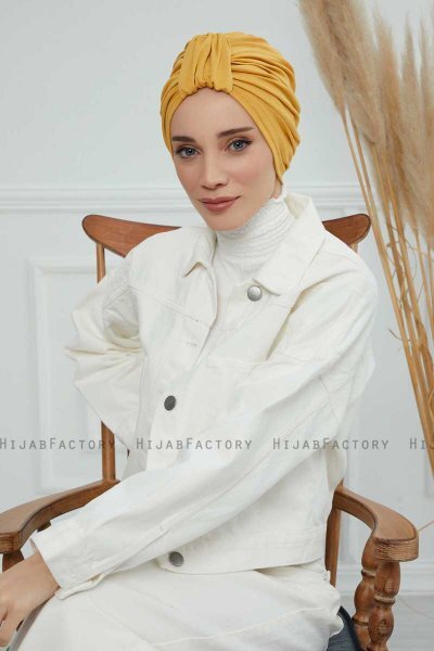 Laura - Senapsgul Bomull Turban
