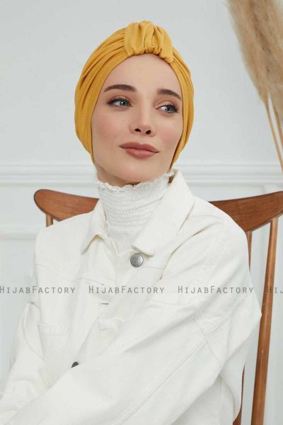 Laura - Senapsgul Bomull Turban