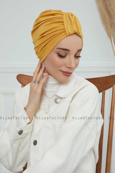 Laura - Senapsgul Bomull Turban