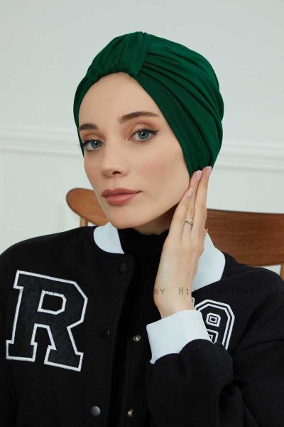 Laura - Mörkgrön Bomull Turban