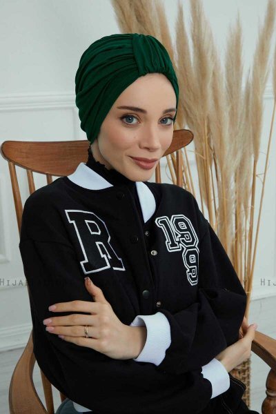 Laura - Mörkgrön Bomull Turban