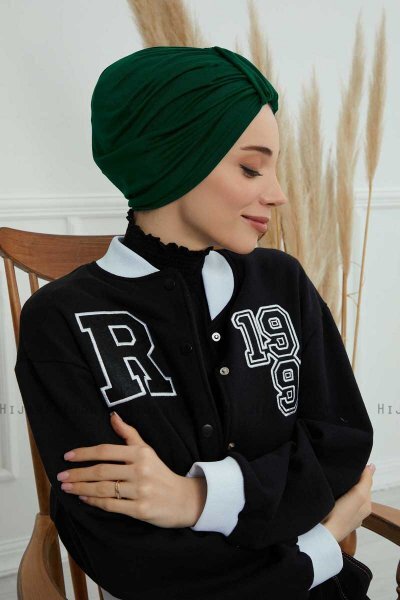 Laura - Mörkgrön Bomull Turban