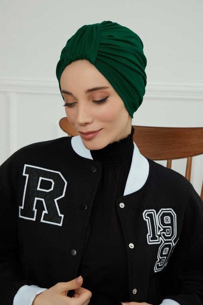 Laura - Mörkgrön Bomull Turban