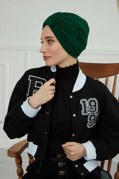 Laura - Mörkgrön Bomull Turban