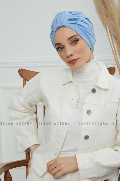 Laura - Sky Blue Bomull Turban