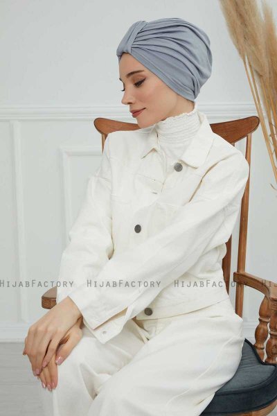 Laura - Ljusgrå Bomull Turban