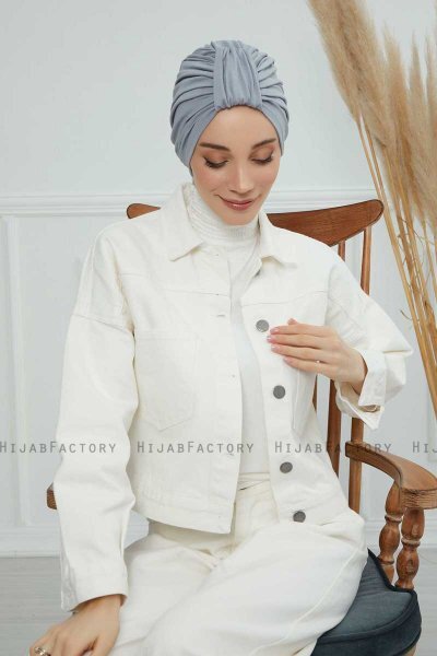 Laura - Ljusgrå Bomull Turban
