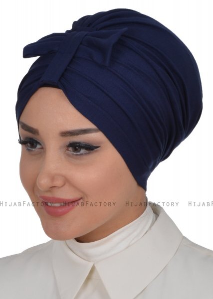 Agnes - Marinblå Bomull Turban - Ayse Turban