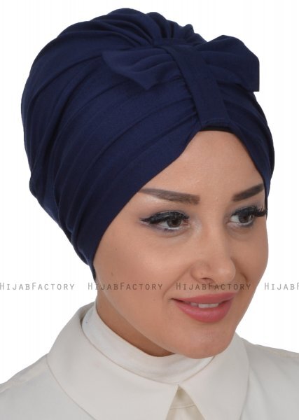 Agnes - Marinblå Bomull Turban - Ayse Turban