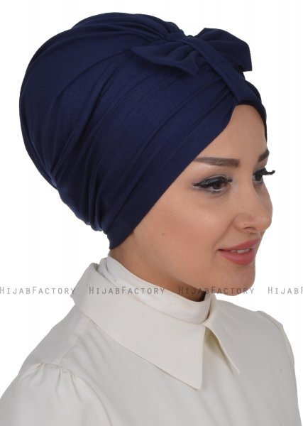 Agnes - Marinblå Bomull Turban - Ayse Turban