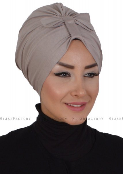Agnes - Taupe Bomull Turban - Ayse Turban