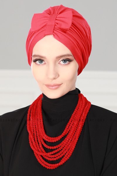 Agnes - Röd Bomull Turban - Ayse Turban