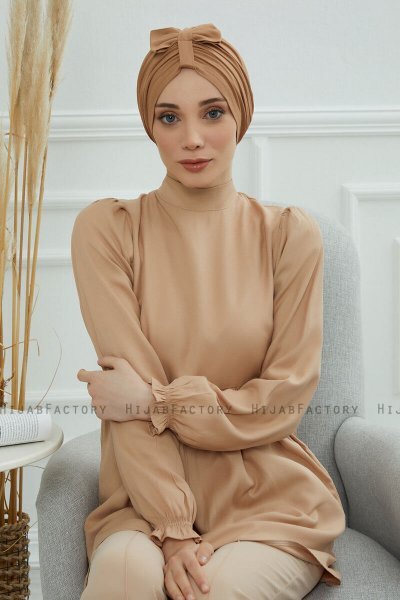 Agnes - Ljusbrun Bomull Turban