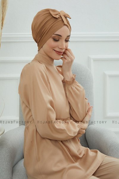Agnes - Ljusbrun Bomull Turban