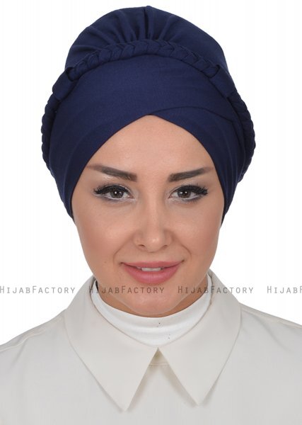 Olivia - Marinblå Bomull Turban - Ayse Turban