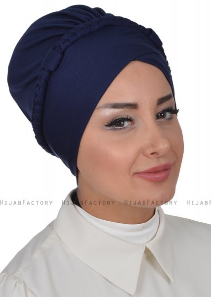 Olivia - Marinblå Bomull Turban - Ayse Turban
