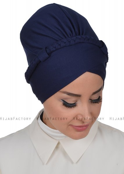 Olivia - Marinblå Bomull Turban - Ayse Turban