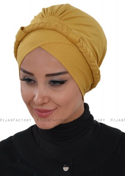 Olivia - Senapsgul Bomull Turban - Ayse Turban