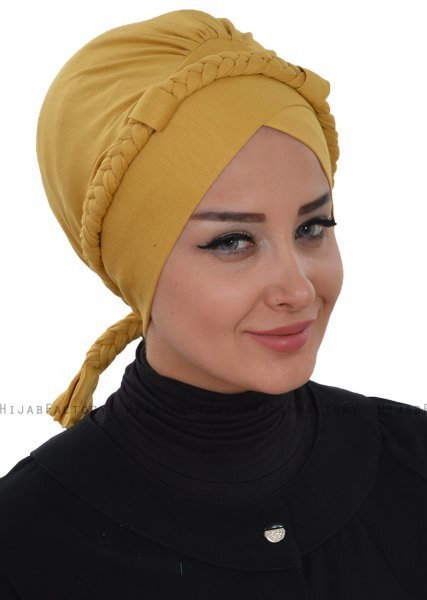 Olivia - Senapsgul Bomull Turban - Ayse Turban