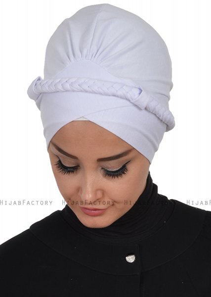 Olivia - Vit Bomull Turban - Ayse Turban
