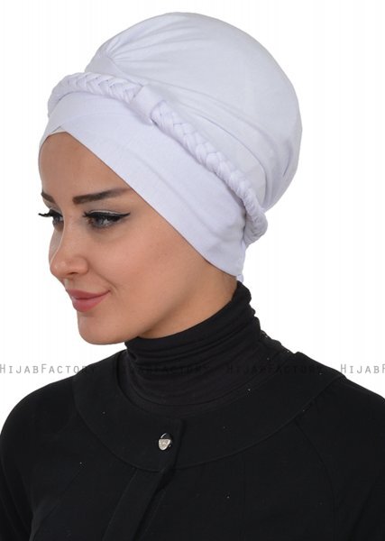Olivia - Vit Bomull Turban - Ayse Turban