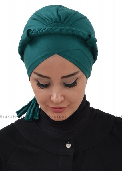 Olivia - Mörkgrön Bomull Turban - Ayse Turban