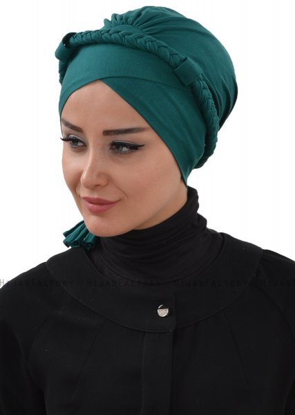 Olivia - Mörkgrön Bomull Turban - Ayse Turban